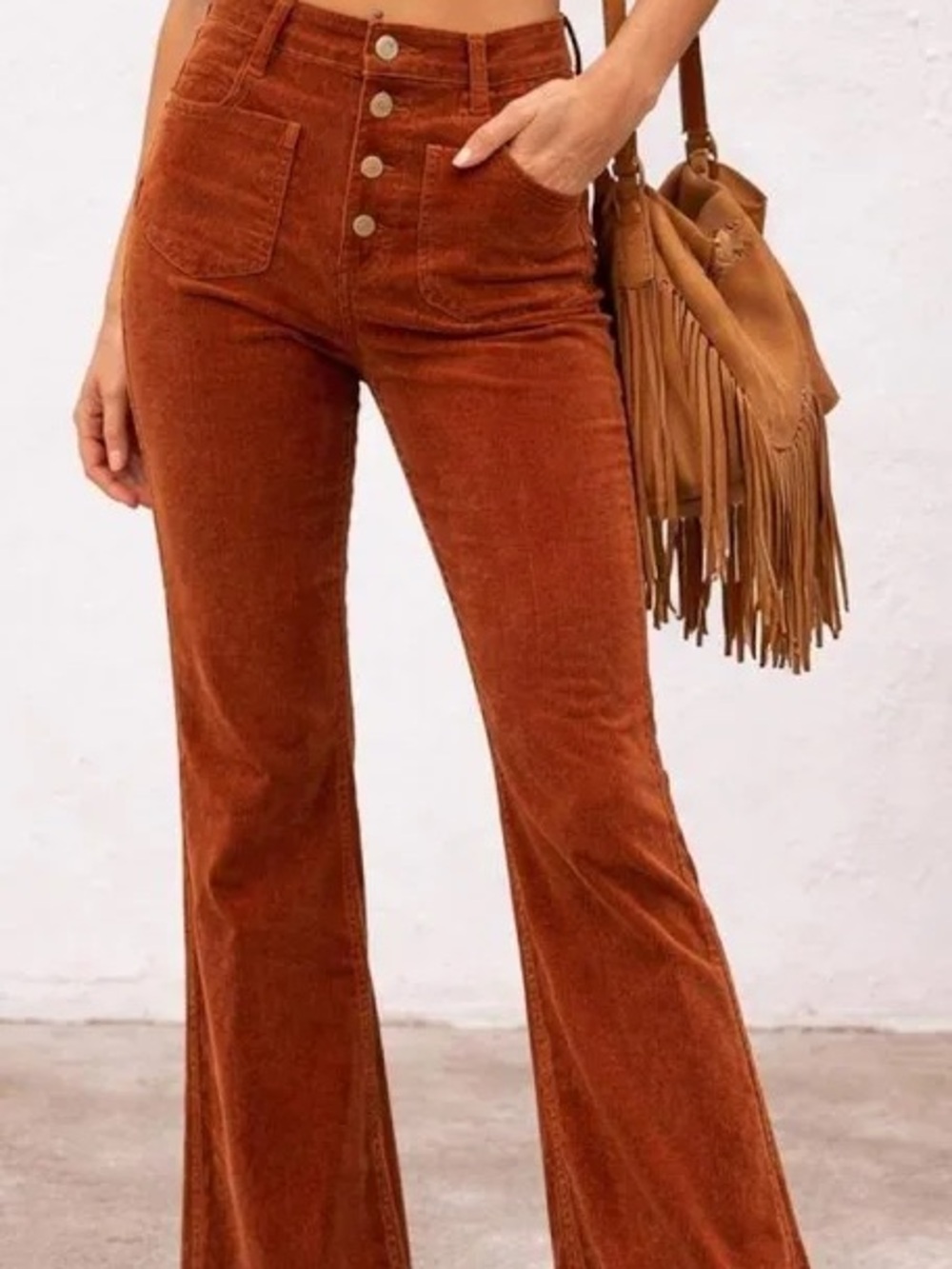 Lucky Brand Button-Front Corduroy Jeans in Rust